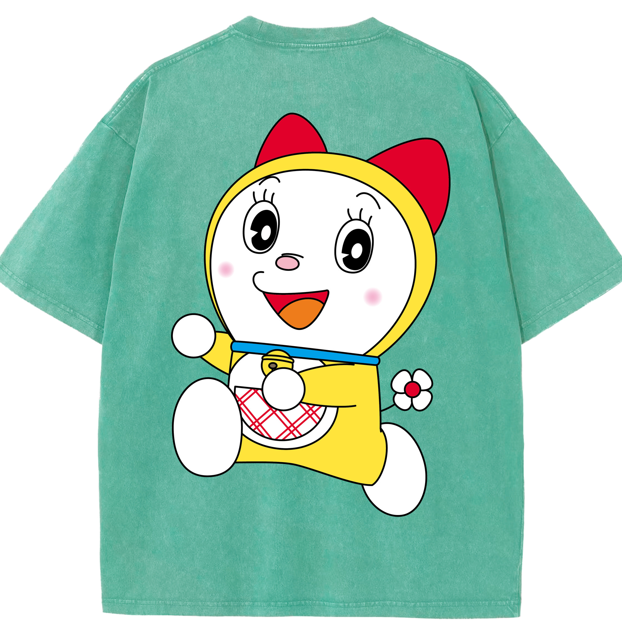 （画像用） ドラえもん ドラミ Doraemon Dorami 綿100% ヴィンテージ風 半袖Tシャツ（背面プリント）